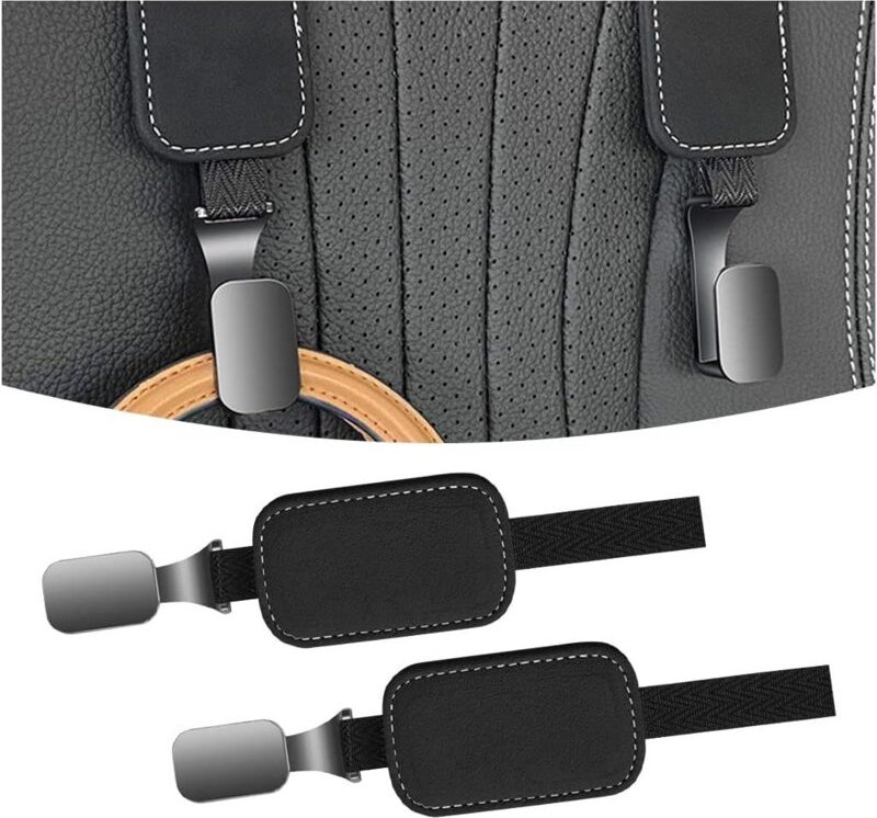 CCYKXA Stück Autositz-Kopfstützenhaken, Autositz-Rücksitzhaken aus Wildleder, universelle Aufbewahrungshaken aus Nylonse...