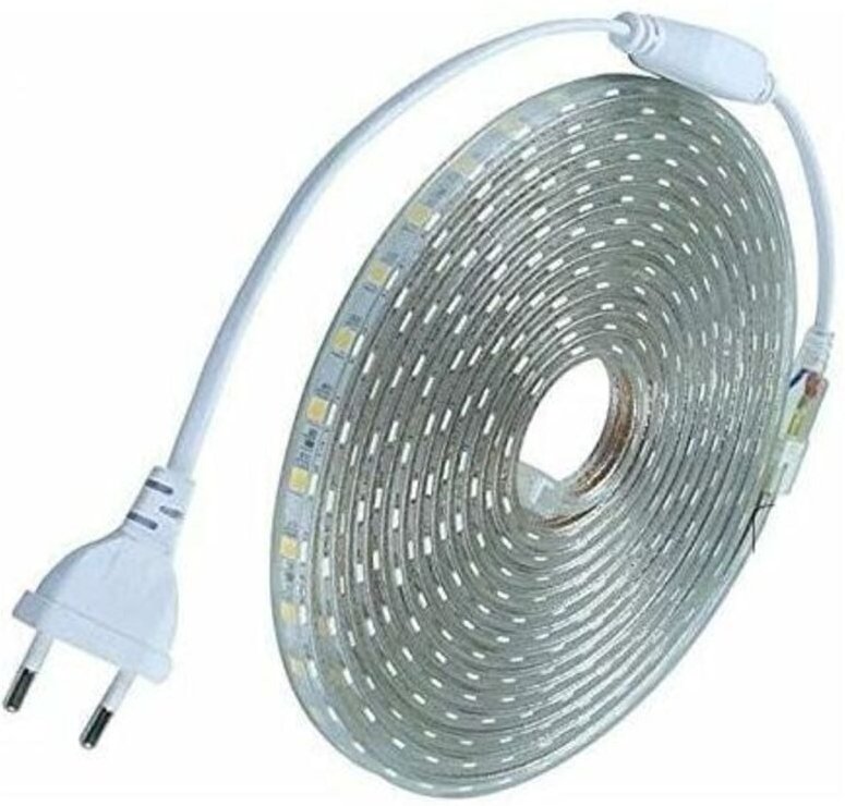 Komplettset LED-Streifen 10 Meter 220V Silikon wasserdicht IP68 Kaltweiß 6000°K SMD5050 60led/m