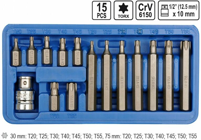 Torx e Profil Bitsatz Nuss Einsätze Ratsche Bit Set 15 tlg
