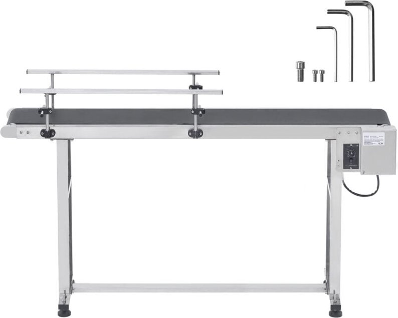 Förderband, 59 x 15,7 Zoll, robuster Edelstahl und pvc, einstellbare Geschwindigkeit - Mophorn