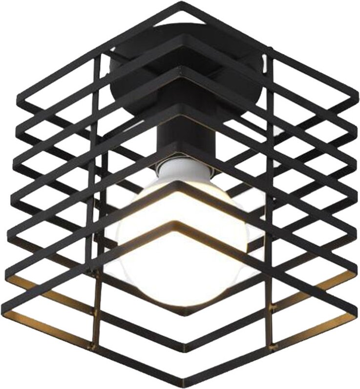 Deckenleuchte, Vintage Deckenbeleuchtung mit Metallschwarz Käfig, Bündige Berg Art Leuchter Eisen für Innen Wohnzimmer K...