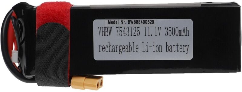 Vhbw - Akku kompatibel mit XT60 Stecker für Modellbau (3500mAh, 11,1V, Li-Polymer, 134 x 44 x 24 mm)