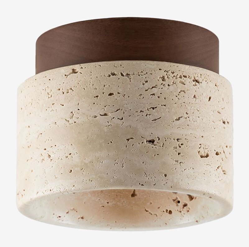 Sklum - Davise Deckenlampe aus Travertin und Holz Natürliche Farben
