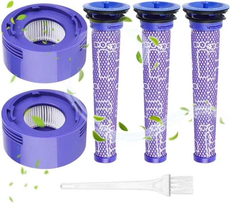 Filter für Dyson V7, V8 Animal und V8 Absolute Akkustaubsauger – 3 HEPA-Nachfilter & 2 Vorfilter – Ersatz für Teile 9656...