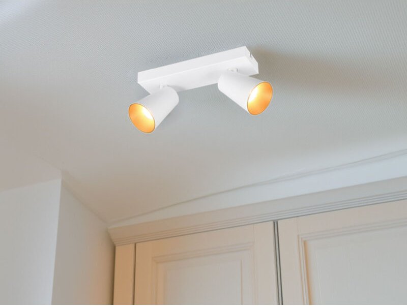 Deckenstrahler sharp Weiß Gold 2-flammig, Breite 28cm