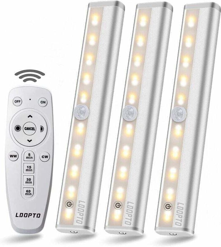 Kabelloses LED-Licht, 3er-Pack mit Fernbedienung, kabellose Wandleuchte, LED-Licht für Schlafzimmer, Schranklampen werde...