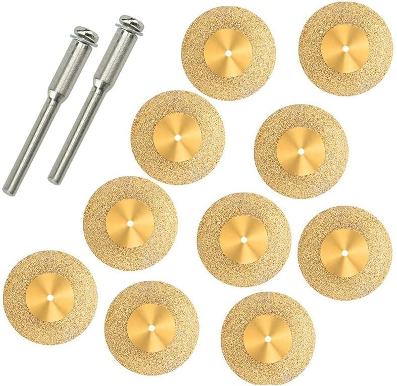 Tlily - 10 Stück Diamant-Trennscheiben, beschichtete Rotationswerkzeuge, titanbeschichtete Diamantscheibe mit Dorn, 18 m...