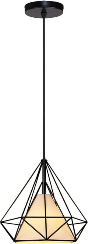 Pendelleuchte Diamant, Industri Stil Hängelampe mit Lampenschirm, Kronleuchter mit Ø20cm Eisen Käfig Edison E27 Fassung ...