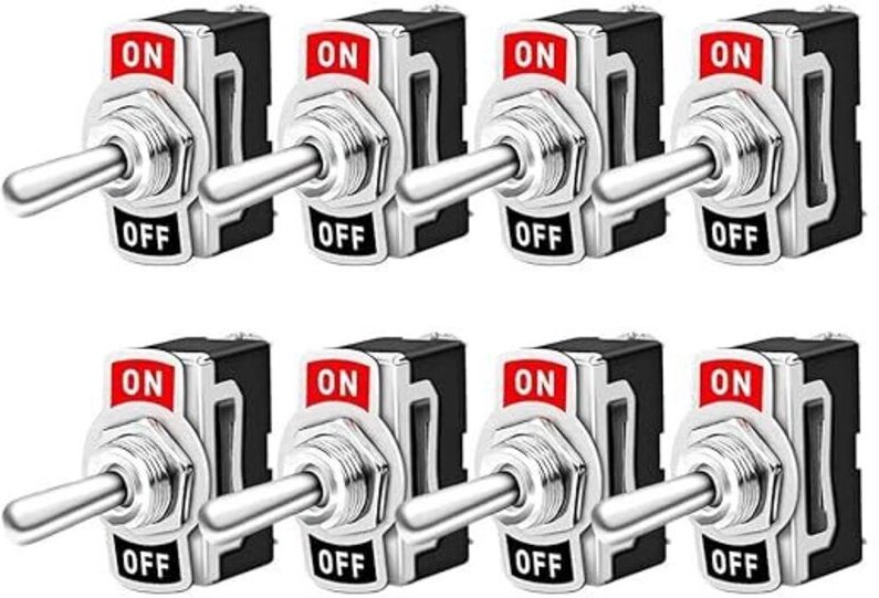 8-teiliger professioneller Auto-Kippschalter, ein-aus 2-Positionen 2-poliger SPST-Metall-Kippschalter, für Boot, Auto, l...