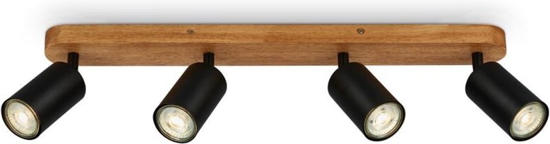 B.k.licht - Deckenstrahler - schwenkbar, GU10 Fassung, 4-flammig, schwarz-holz