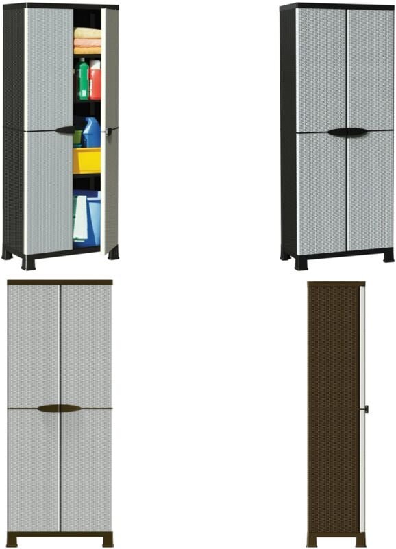 Kunststoffschrank 68x39x171,5 cm Rattan-Design - Aufbewahrungsbox - Garderobe - Regal - Kunststoffeinrichtung - Wohnzimm...