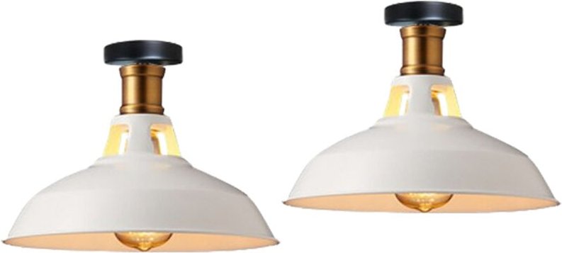 Axhup - Deckenlampe Industriell Vintage Deckenleuchte Eisen 27cm Lampenschirm Weiß Lampe für Flur, Balkon, Treppe - 2 Pa...