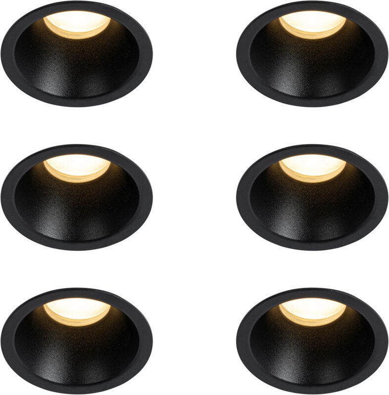 Set mit 6 schwarzen Einbauleuchten GU10 35 mm IP44 - Dept