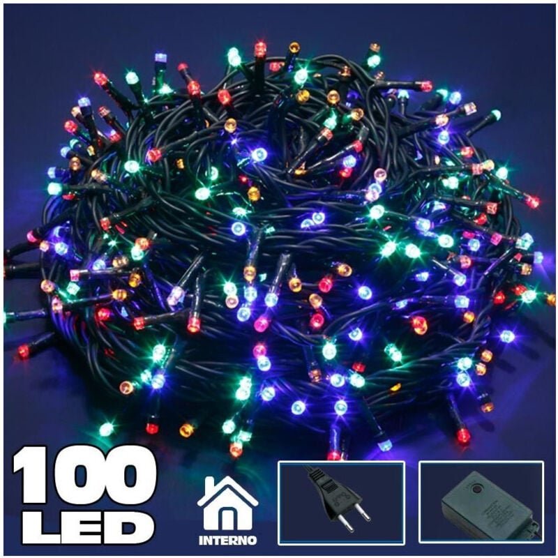 Trade Shop Traesio - Trade Shop - lichterkette 100 led-lichter mehrfarbige glühwürmchen mit 8-FUNKTIONEN-CONTROLLER -