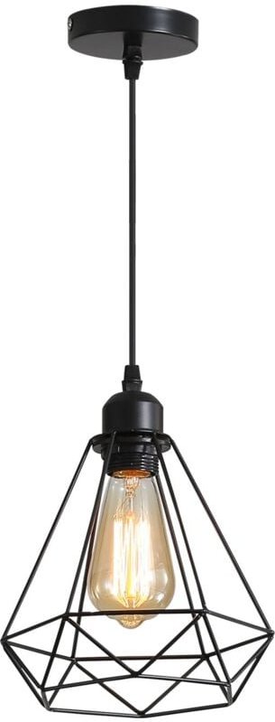 GOECO Vintage Pendelleuchte, moderner hängender Schlafzimmer-Kronleuchter, E27 Vintage-Kronleuchter aus schwarzem Metall