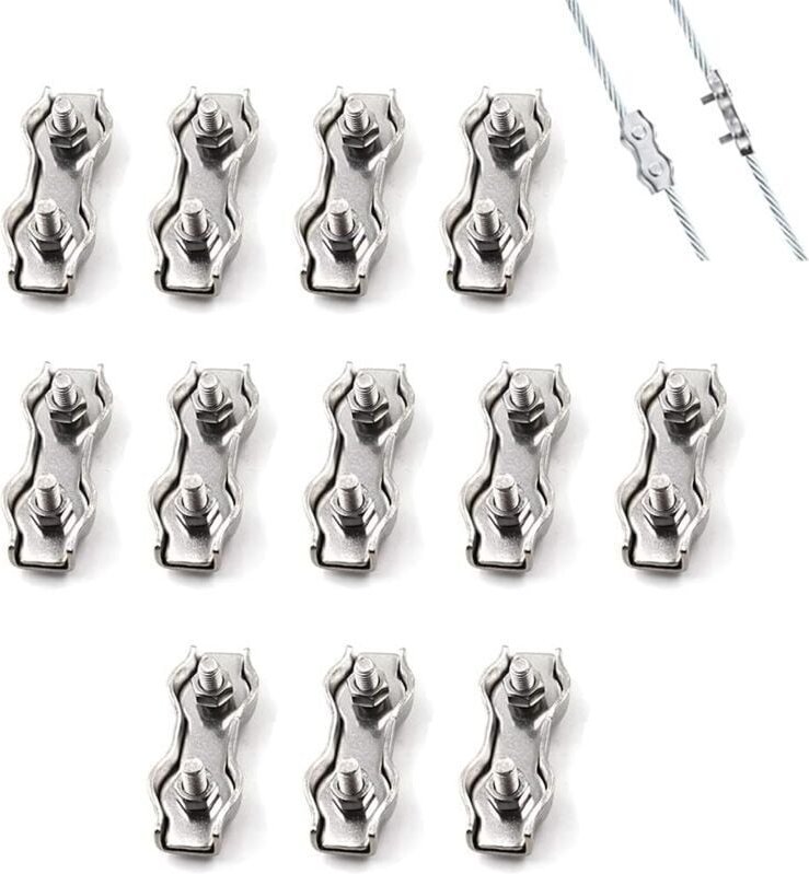 ZVD - 12-teilige M3-Doppelstahldrahtseilklemme, Edelstahl-Kabelklemmenanschluss, Bremskabel-Befestigungsklemme, verwende...