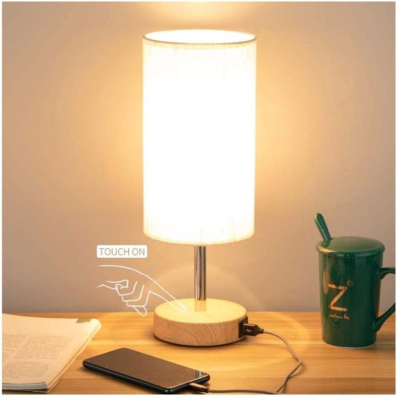 Nachttischlampen mit Touch-Steuerung, 3 Farbtemperaturen und stufenlose Helligkeit, USB-Ladeanschlüsse, Nachttischlampen...