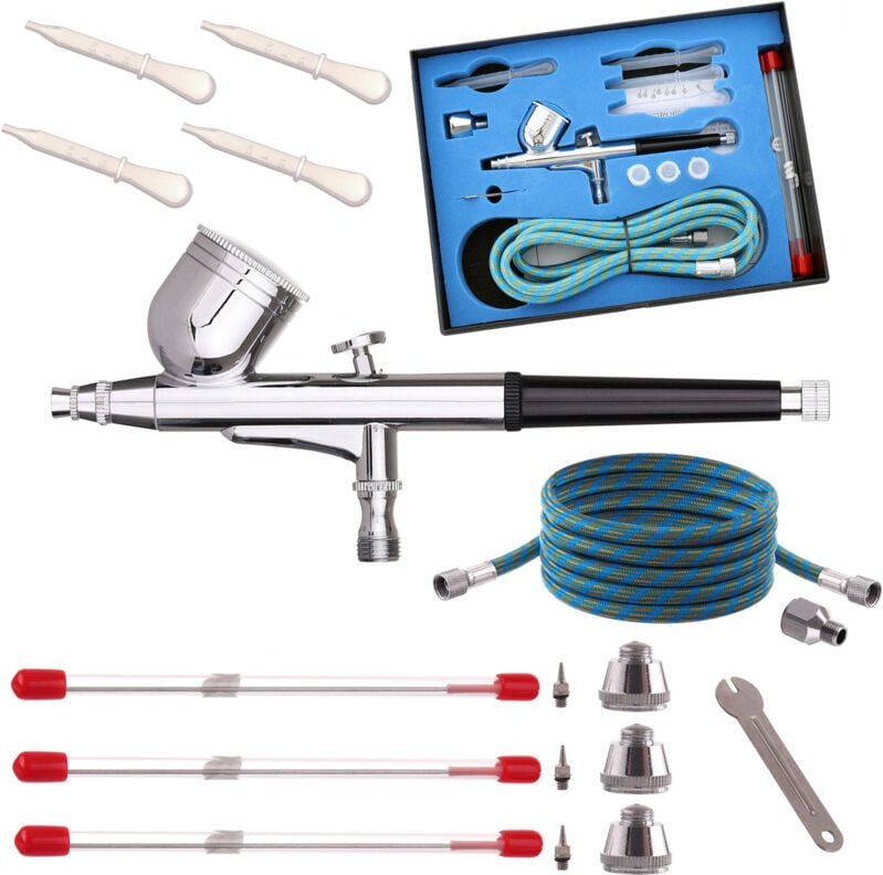 Airbrush Set 4 Düsen 0,2 0,3 0,5 Schlauch 1,8m Modellierung Malerei