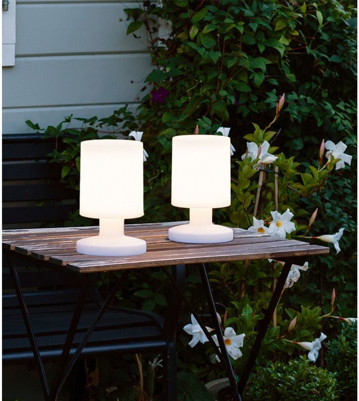 Meinewunschleuchte - 2er set Akku led Tischleuchten per usb aufladbar, Weiß Höhe 20cm