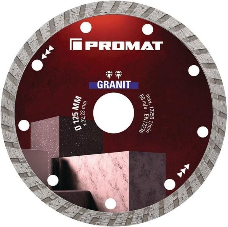 Promat - Diamanttrennscheibe granit ø 125 mm Bohrung 22,23 mm Segmenthöhe 7 mm Segmentstärke 2,2 mm Winkelschleifer