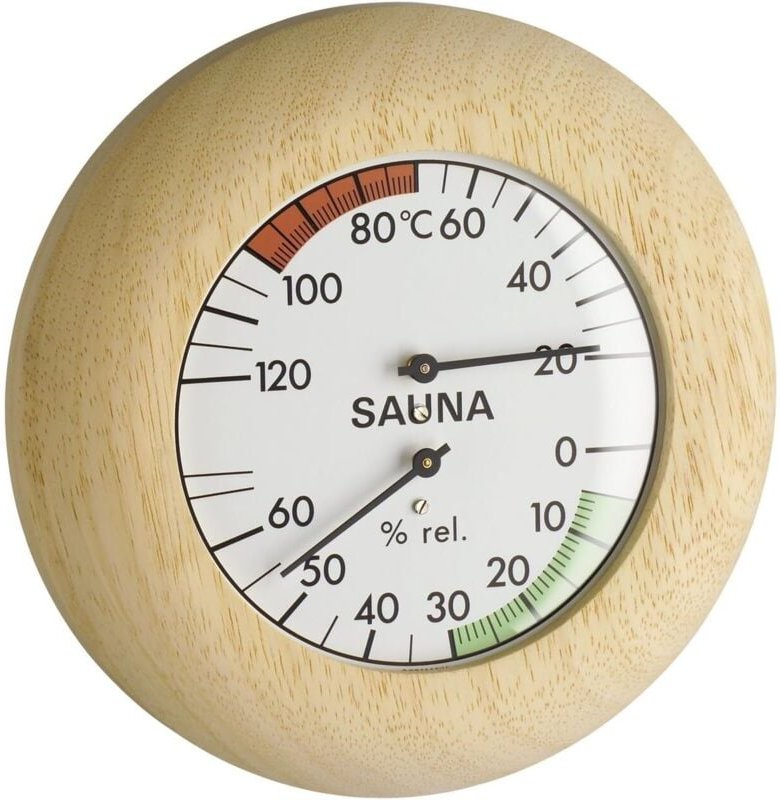 Sauna Thermometer-Hygrometer, Holz, Hitzebeständig, Temperatur/Luftfeuchtigkeit, Saunazubehör