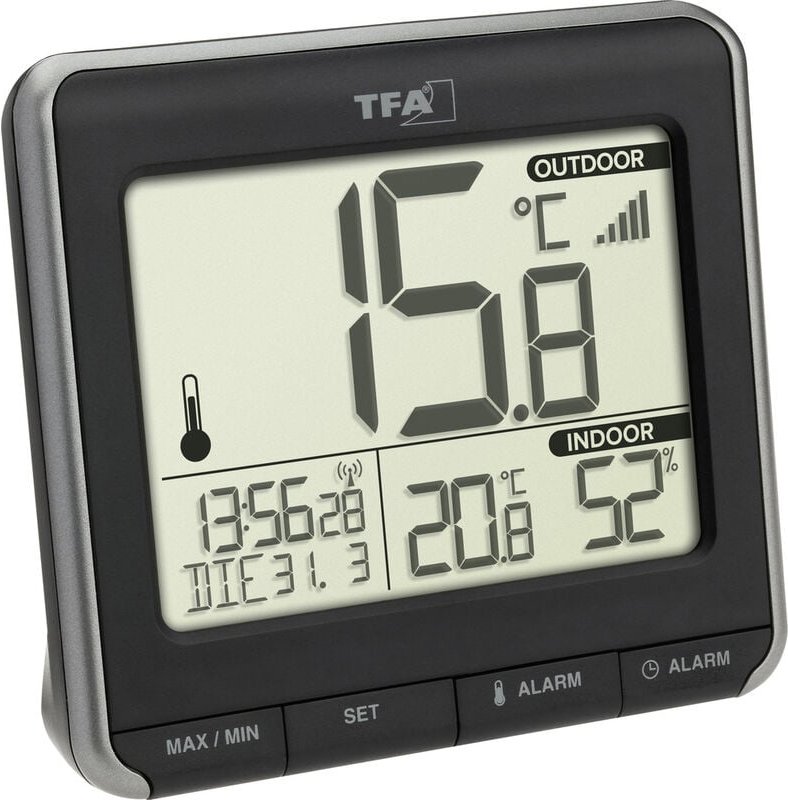 Tfa Dostmann - prio Funk-Thermometer digital Schwarz, Weiß 30.3069.01