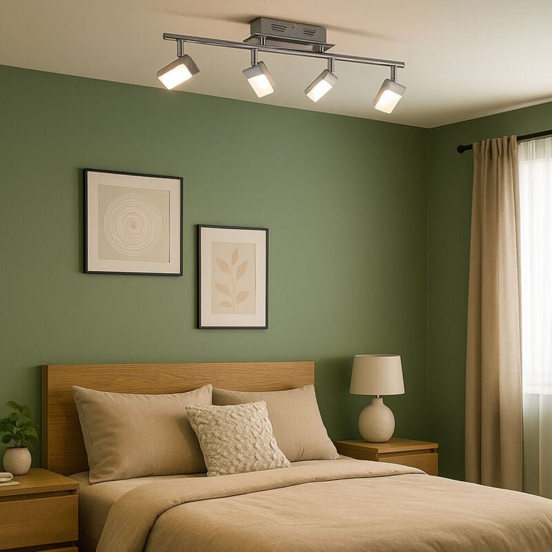 Deckenleuchte chrom Spotleiste 4 Flammig Wohnzimmerlampe schwenkbar, Metall Kunststoff, 4x led 3W 170Lm warmweiß, LxBxH ...