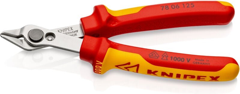 KNIPEX 78 06 125 SB Electronic Super Knips® VDE isoliert mit Mehrkomponenten-Hüllen, VDE-geprüft 125 mm
