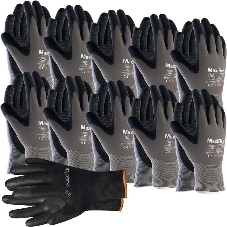Maxiflex Handschuhe Gr. 11 Endurance 10 Paar - Arbeitshandschuhe mit Noppen für Herren und Damen - Montagehandschuhe mit...