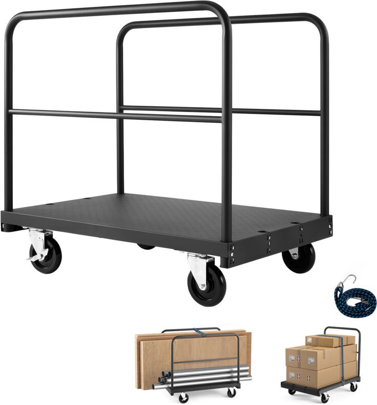 Mophorn Plattenwagen mit 816 kg Tragkraft, 2-in-1 Transportwagen mit 360° drehbaren Rollen, 914 x 610 mm Plattform und 3...