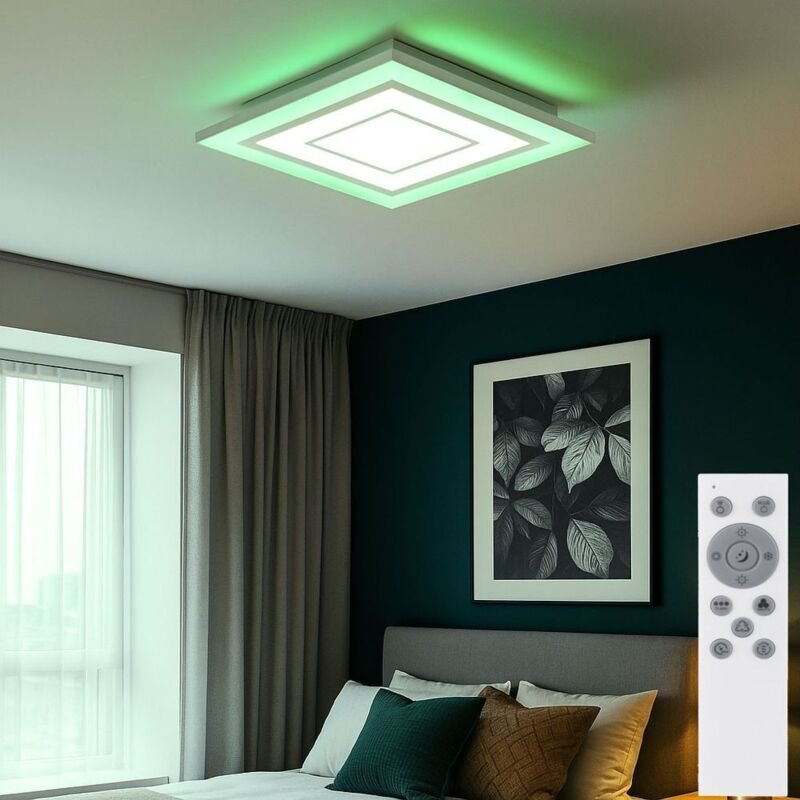 LED Deckenleuchte RGB Farbwechsel Wohnzimmerleuchte dimmbar Deckenlampe CCT weiß, Timer Nachtlichtfunktion, 18W 2400Lm w...