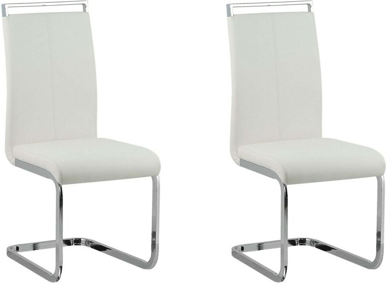 Freischwinger Stuhl 2er Set Weiß Kunstleder mit Lehne Griff Metallgestell Modernes Design Wohnküche Arbeits-, Ess- und W...