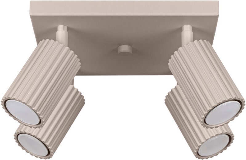 Moderne taupefarbene quadratische Deckenleuchte 25 cm bewegliche gerippte Strahler 4xGU10 10W KARBON Sollux Lighting