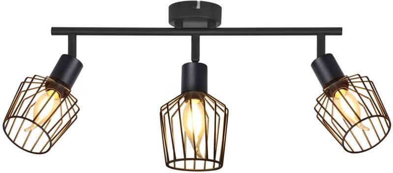 Deckenspot E14 Deckenstrahler 3 Flamming - Deckenlampe Schwarz Metall Drehbare Schwenbar Spotlight Wohnzimmerlampe für F...