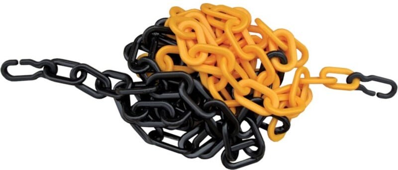 Absperrkette PP gelb/schwarz 9 mm Länge 3 m mit 2 Universalhaken