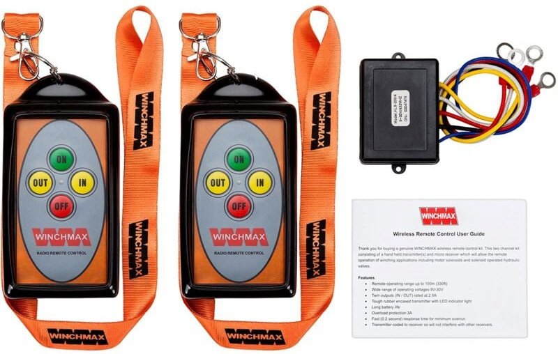 2-Kanal-Windenfernbedienung, kabellos. Zwei HD-Mobilteile, große Reichweite (100 m). 12V/24V