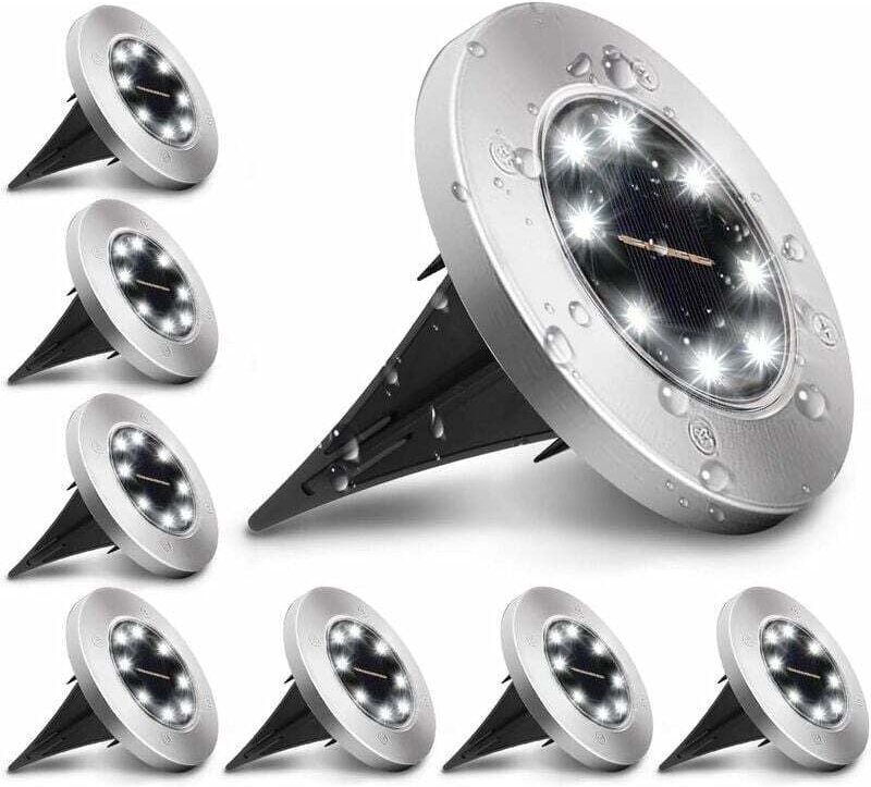 Ulisem 8er-Pack Solarleuchten für den Außenbereich, Solar-Bodenleuchten für den Garten, wasserdichte IP65-Beleuchtung, 8...