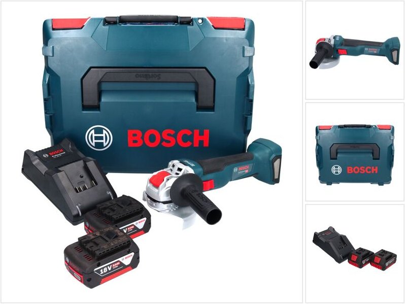 Bosch GWX 18V-10 Professional Akku Winkelschleifer 18 V 125 mm X-LOCK Brushless + 2x Akku 5,0 Ah + Ladegerät + L-Boxx