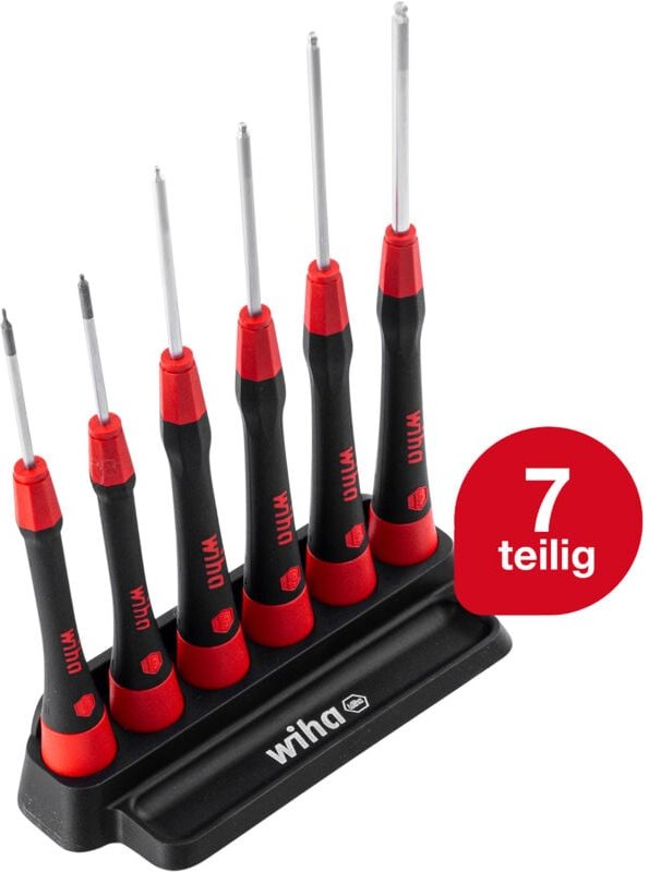 Feinschraubendreher Set PicoFinish® (42993) 7-tlg. Schlitz, Kreuz i Präzisionsschraubendreher mit Halter i Uhrmacherwerk...