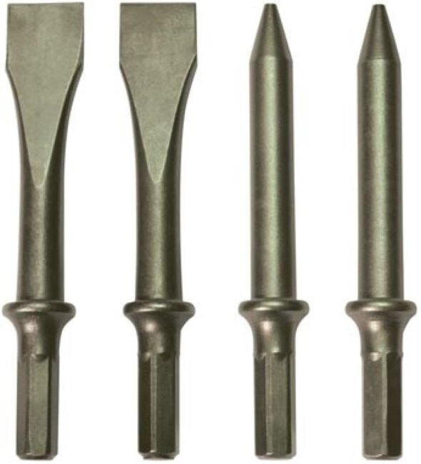 Meißel Set 4-teilig mit Sechskantschaft 10 mm, Stahlmeißel für Abbrucharbeiten und Meißelarbeiten, passend für Bohrhamme...