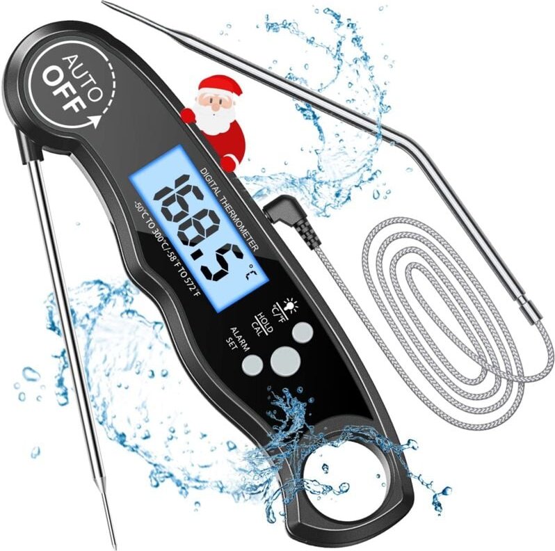 Küchenthermometer, Kochthermometer mit sofortiger Anzeige und 102 cm faltbarer Sonde, LCD-Hintergrundbeleuchtung und Mag...