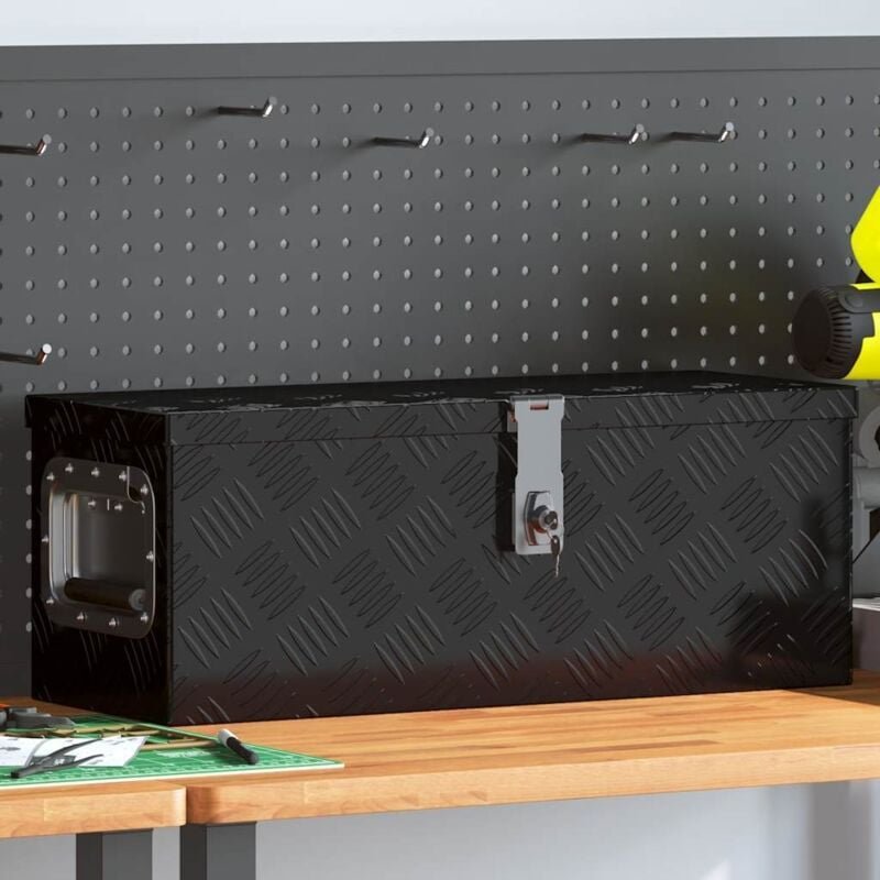 Aufbewahrungsbox Schwarz 60x23,5x23 cm Aluminium - Vidaxl