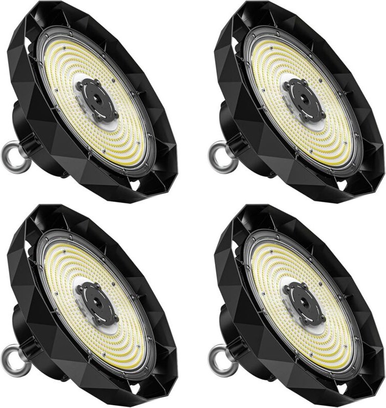 Amdelne LED Hallenstrahler 150W Ø32cm Kaltweiß 6000K Energieeffiziente Fabrikbeleuchtung IP65 UFO Highbay Industrielampe...