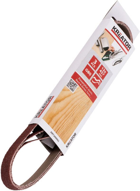 Schleifband für elektrische Feile, Set mit 3 Bändern 13x457mm Getreide 80