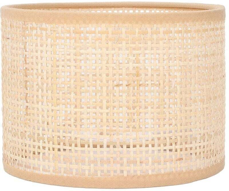 Lampenschirm aus Rattan, Ersatz, gewebter Korb, Vintage-Kronleuchter, Hänge-, Tisch- oder Stehlampe, E27 E14