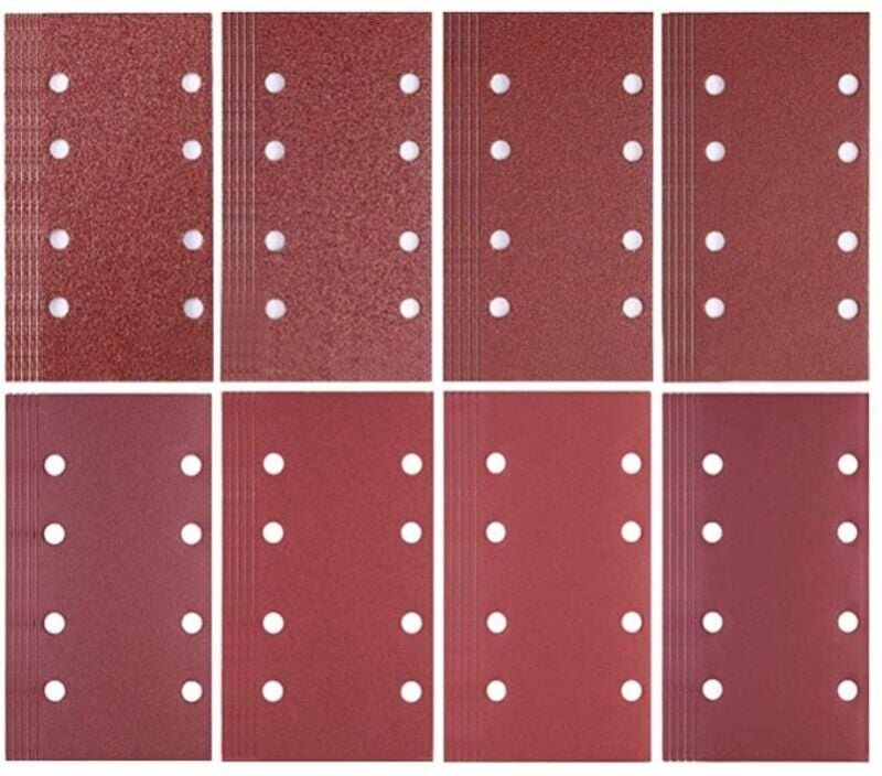 80 Stück Schleifpapier 93 x 185 mm – 8 Löcher – Körnung 40/60/80/120/180/240/320/400 – für Bosch Schleifer