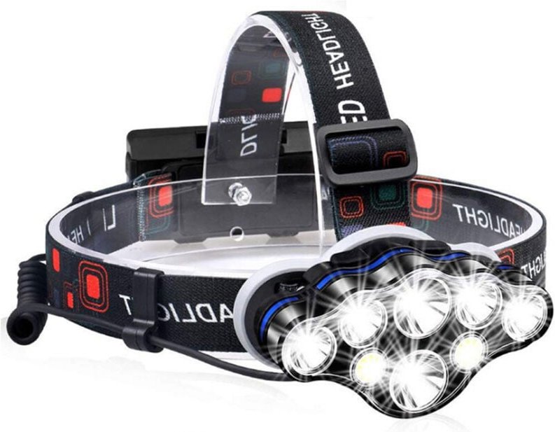 Stirnlampe, Stirnlampe 18000 Lumen, 8 led, 8 Beleuchtungsmodi, ultrastarke LED-Stirnlampe, wiederaufladbar über usb, 90°...