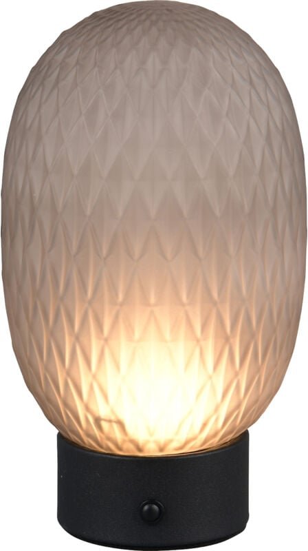 Kleine Akku Tischlampe facette mit Rauchglas Lampenschirm, Höhe 20,5cm