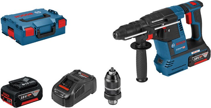 Bosch Akku-Bohrhammer gbh 18V-26 f mit 2x 5,0 Ah Akkus mit Ladegerät, inklusive l-boxx