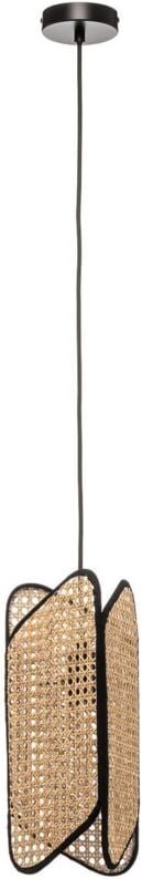 Lucande - Bassiola Hängelampe aus Bambus, 1-flammig - Schwarz, Holz hell